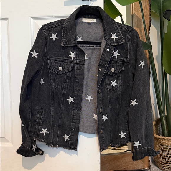 Honey Punch Jackets & Blazers - Honey Punch Black Jacket with White Star Accents
